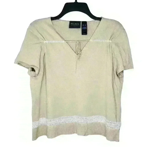 Axcess Liz Claiborne top tan and white size XL X-Large - Picture 1 of 7